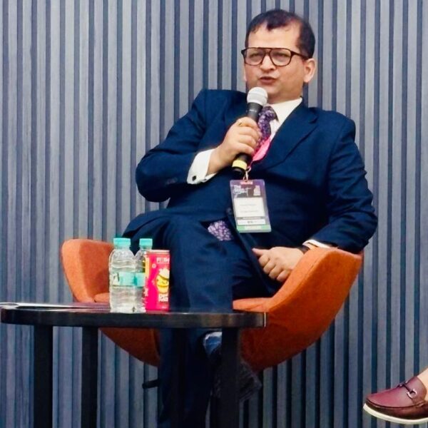 Gaurav Gupta sharing practical legal insights on founder agreements, IP protection, and due diligence readiness with the audience at Seed Summit 2025 in New Delhi.
